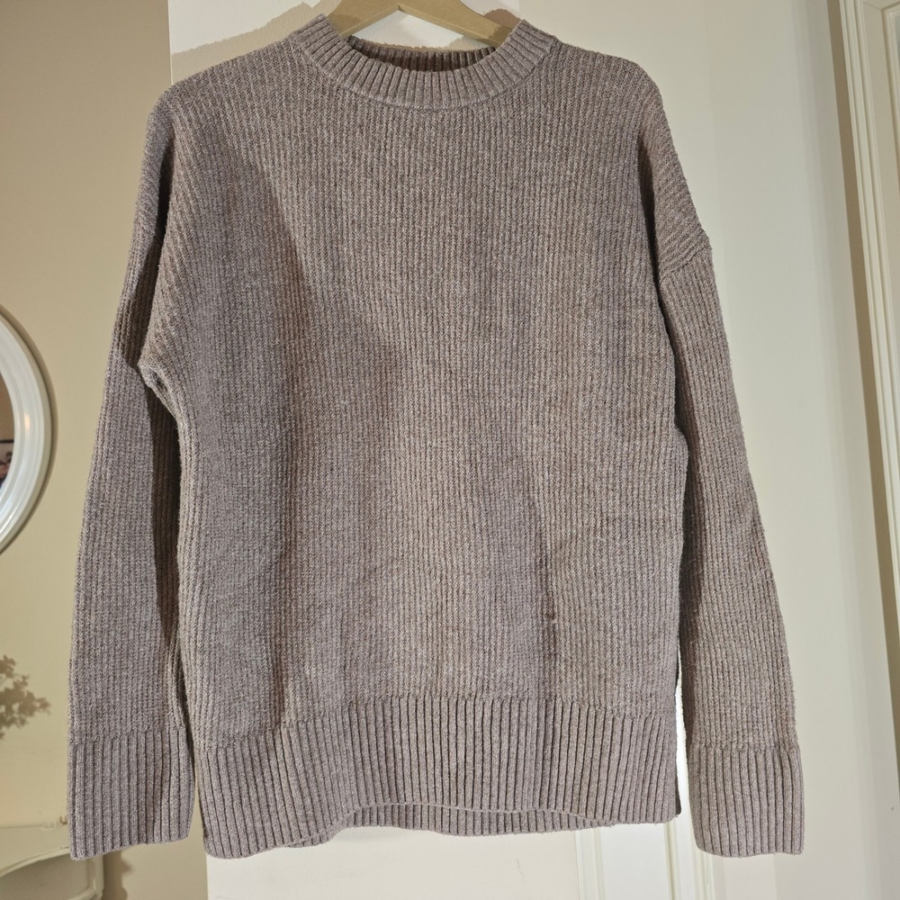 Old Navy SoSoft Shaker-Stitch Crew-Neck Sweater Taupe Brown Womens Medium 445703